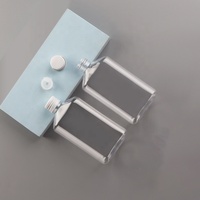 Bouteille de soin nettoyante plate carrée transparente avec bouchon en aluminium, en plastique PET, sous-bouteille de lotion, 250 ml, bouteille de gel désinfectant pour les mains