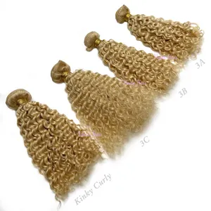 VMAE-Extensions de cheveux vierges crépus bouclés Remy, extensions de cheveux humains bruts, vague profonde, russe 613 blonde, 3A 3B 3C
