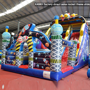 Không gian phiêu lưu PVC Inflatable nhảy lâu đài nhà bị trả lại tên lửa mặt trăng chủ đề Inflatable Bouncer lâu đài <span class=keywords><strong>bouncy</strong></span> với Slide Combo - Product Image 2