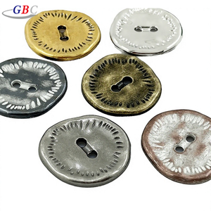 고품질 2홀 아연 합금 섕크 패턴 친환경 세탁 가능 플랫 버튼 장식 의류용 코트 단추 - Product Image 1