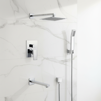 Ensemble de robinet de douche à effet pluie mural Chrome cascade Robinet de douche de salle de bain Ensemble de douche dissimulé