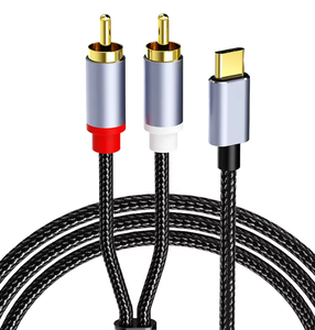 Venta al por mayor un Conector estéreo de 3,5mm dividido dos Lotus <span class=keywords><strong>RCA</strong></span> enchufe Cable de sonido 2 en 1 aluminio Coaxial para proyector micrófono 1m 3m <span class=keywords><strong>10M</strong></span> - Product Image 6