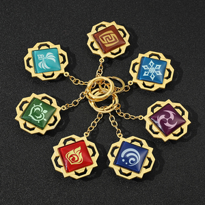 Gioco di vendita caldo <span class=keywords><strong>Genshin</strong></span> Impact 7 Element Eye of God portachiavi luminosi a doppia faccia accessori Cosplay - Product Image 4