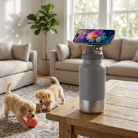 Bouteille d'eau pour chien personnalisée avec logo, 32 oz, 3-en-1, double paroi isolée en acier inoxydable, distributeur d'eau pour animaux de compagnie pour les promenades en plein air, les voyages et les déplacements