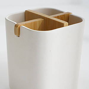 Organisateur de <span class=keywords><strong>dentifrice</strong></span> multifonctionnel à 4 compartiments, support de brosse à dents en Fiber de bambou de salle de bain écologique - Product Image 6