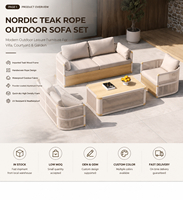 Chaises longues d'extérieur en teck écologique avec structure en aluminium léger et corde tressée à la main pour balcon résidentiel