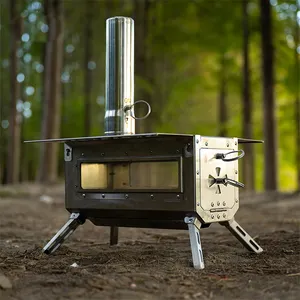 Stainless Steel Tent Wood Stove Camping Portable Barbecue Smoke Stove