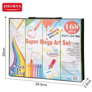 ชุดเครื่องมือวาดภาพระบายสีสำหรับเด็ก 168 ชิ้น ยี่ห้อ Zhorya ประกอบด้วยสีเทียน สีน้ำมัน สีน้ำ และปากกาสำหรับวาดภาพ - Product Image 6