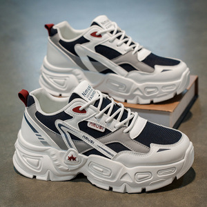 Chaussures de sport décontractées pour hommes à lacets, bout rond, semelle épaisse, rehaussantes, style papa, respirantes en maille, pour l'automne, avec semelle intérieure en EVA - Product Image 1
