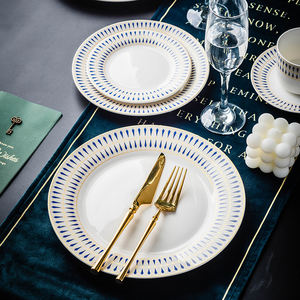 Service de table doré de luxe, assiette à vaisselle, vaisselle, porcelaine, <span class=keywords><strong>marbre</strong></span>, design, assiettes en céramique, tasses et plats de cuisine, ensemble d'assiettes - Product Image 3
