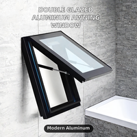 Fenêtre à auvent en alliage d'aluminium à double vitrage avec manivelle, design moderne à ouverture par le haut, idéale pour appartement et salle de bain