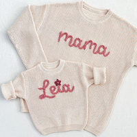 Suéteres Personalizados con Nombre para Mamá e Hija, Bordado a Mano, Sudadera de Punto para Mamá y Mini