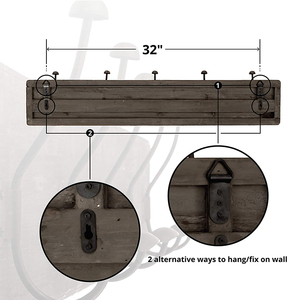 <span class=keywords><strong>Manteau</strong></span> rustique avec Crochets Vintage En Bois Porte-<span class=keywords><strong>Manteau</strong></span> <span class=keywords><strong>Mural</strong></span> <span class=keywords><strong>pour</strong></span> Entrée Salle De Bain et Placard - Product Image 3