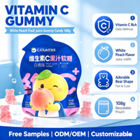 Aanpasbare Witte Perzik Vitamine C Fruitensap Gummies Immuunondersteuning Dagelijkse Snack in Zakje
