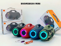 Enceinte portable sans fil BOX4 MINI LED RGB 15W avec poignée, Bluetooth, subwoofer, système audio coloré pour extérieur, étanche IPX4, lecteur de musique