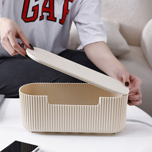 Caja organizadora de cables, tipo rectangular, para almacenamiento de regletas de alimentación con tapa para gestión de cables de escritorio - Product Image 2