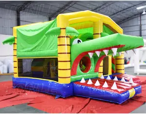Alligator Crocodile Inflatable Bouncer Jumping Bouncy Castle Bounce House With Slide For Sale