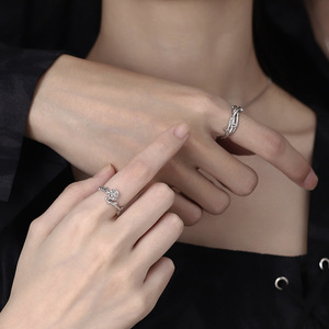 Thorn Rose Couple Rings Diamond Plant Design Unisex Fine Jewelry Gift - Product Image 4