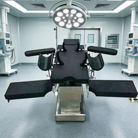 Table chirurgicale électrique à cinq fonctions avec réglage en hauteur, dossier pliable, lit d'opération métallique pour hôpital
