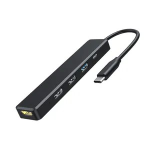 4k扩展坞1080p Vga Pd充电5合1 usb集线器，带电源5端口Usb C集线器工厂