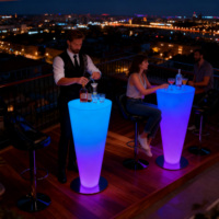 Table ronde à bar lumineuse à LED, meubles en plastique imperméables pour discothèque, salon, jardin, mariage