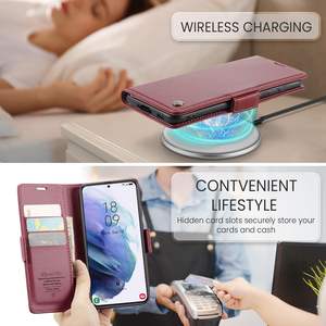 Funda para Samsung Galaxy S21, tipo cartera, de cuero PU, con tapa, tarjetero, bloqueo RFID, soporte y a prueba de golpes - Product Image 2