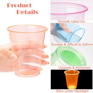 Fábrica al por mayor 16 oz Vasos de plástico Neón Brillante Vasos de fiesta de plástico Colores de neón surtidos para fiestas Carnavales y cualquier evento - Product Image 4