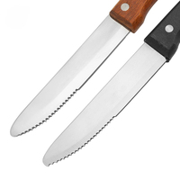 Ustensiles de cuisine et vaisselle en acier inoxydable pour hôtel avec manches en plastique noir, couteau à steak à lame semi-dentelée, couteau à viande