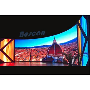 BESCAN layar Display LED P3.91, layar panggung LED Video dinding dalam dan luar ruangan, Panel LED kurva pelindung sudut