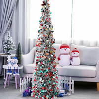 Sapin de Noël artificiel pliable de 6 pieds, paillettes rondes colorées, adapté aux rassemblements de vacances, décorations de Noël.
