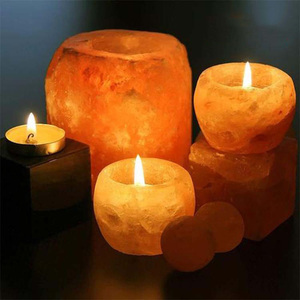 Porte-bougie en sel de l'Himalaya écologique, sculpté en forme de cœur rustique, poli, en pierre naturelle, décoration d'intérieur, cadeau d'affaires - Product Image 5