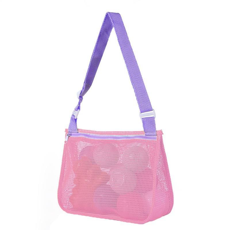 Sac bandoulière en maille rose avec ceinture violette 20*24*7cm