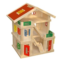 Villa de jeu éducative en bois avec meubles de chambre de poupée, jouet souple style poterie, maison de poupée pour grands enfants, bricolage