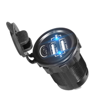 Chargeur de voiture double USB étanche en gros d'usine, prise 4.2A 12V 24V, adaptateur d'alimentation USB pour moto, voiture, camping-car, VTT, bateau
