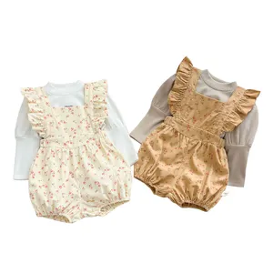 夏のコットンボディスーツ女の赤ちゃん服Onesie幼児フローラルドレスノースリーブ安いベビーロンパース