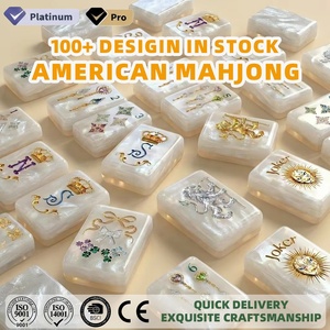 Juego de Mahjong Acrílico Portátil de Lujo Estilo Americano de Alta Calidad, Diseño de Concha de Perla Blanca para 4 Jugadores, Juegos Familiares en Interiores - Product Image 1