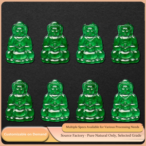 Colgante de piedra de jadeíta (feicui) natural maya verde de grado A (Vishnu Buddha) sin pulir para la cara del anillo - Product Image 1