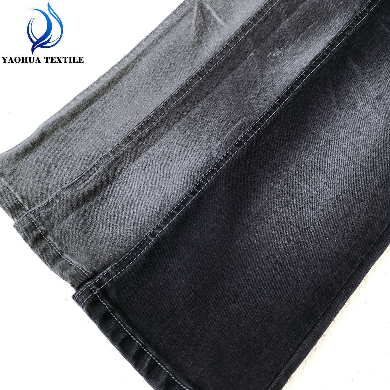 K742 11oz Mercerized Black Heavyweight Raw Cotton High Stretch Denim Fabric for Jeans Clothing