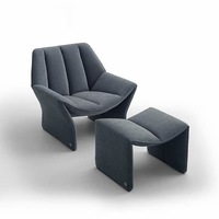 Chaise de canapé en tissu au design créatif avec cadre en fer Vente en gros pour le salon Repose-pieds inclus