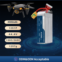 Baterai Drone FPV 4500mAh 12S 44.4V 130C, Baterai LiPo High Discharge 130C