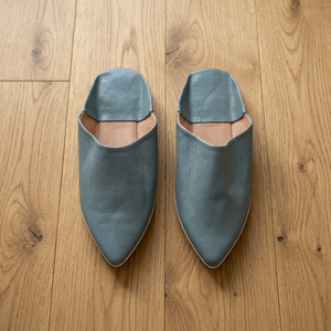 Babouches en cuir véritable bleu-gris pointues pour femmes et hommes, légères, pour l'été et l'automne, usage quotidien, intérieur/extérieur - Product Image 2