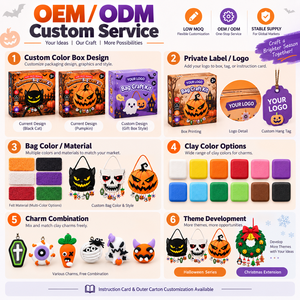 Halloween DIY Felt Bag Craft Kit for Kids Black Cat <b>Skull</b> Pumpkin Air Dry Clay Charms Trick or Treat Candy Bag OEM <b>Gift</b> Set - Product Image 4