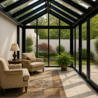 Véranda personnalisée à toit en pente, structure en aluminium antirouille, double vitrage isolant pour terrasse, patio, déverrouillable, pièce extérieure