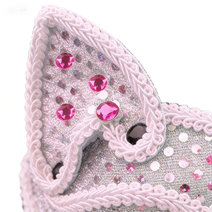 Máscara de disfraz con orejas de gato rosa y diamantes de imitación para fiesta de Halloween o carnaval - Product Image 3