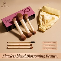 Ensemble de 6 pinceaux de maquillage double embout BS-MALL, poils synthétiques doux personnalisés, kit d'outils cosmétiques professionnels pour le visage et les yeux avec étui à pinceaux