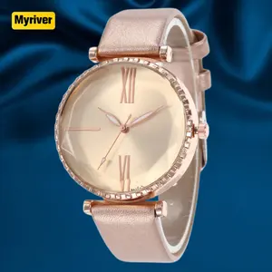 Myriver可爱猫卡通石英表儿童皮革手表猫图案女手表时钟Relogio女性化女孩手表
