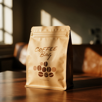 Sachet Doypack Personnalisé en Usine avec Impression Feuille d'Or, Style Vintage, pour Grains de Café, Scellé sur Huit Côtés, avec Fermeture Zip Refermable