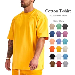 Summer Oversized Streetwear Manufacturer Tee Men Dropped Shoulder Loose Fit 100% Pima Cotton T shirt Blank T-Shirt