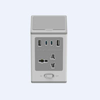 Stop Kontak Kubus Multi Plug 4 Lubang Stop Kontak 4 Port USB Tower Power Extension Socket dengan Pengisi Daya Cepat, Soket Daya GaN 30W