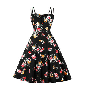 Nuovo Abito Estivo Americano e Australiano Anni '50, Vendita Calda, Stile Retrò Stampato, Taglie Forti, Floreale, con Spalline, Moda Vintage Casual per Feste - Product Image 3